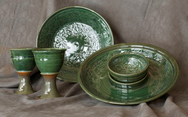 Goblets, Carved Bowl, Chip and Dip set